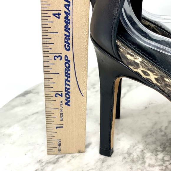 Elle Tahari Leather Snake Skin Open Toe Heeled Ankle Cuff Booties 37 Classic - Picture 12 of 14